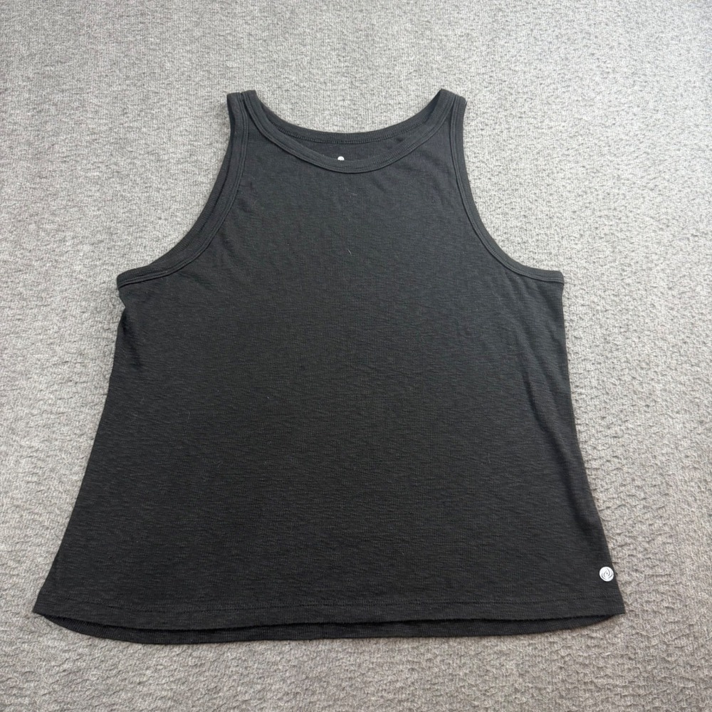 Apana Tank Top Women's Large Black Cotton Modal High Neck Yoga Sleeveless Shirt